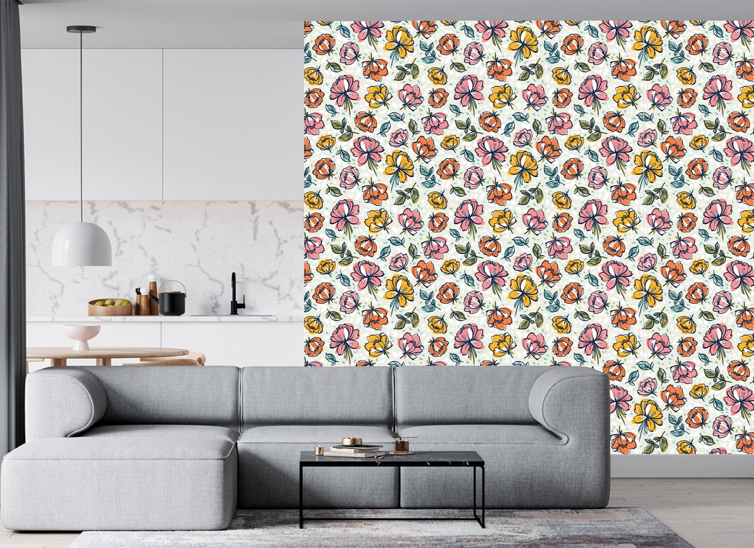 3d Organic flat abstract floral Self Adhesive wallpaper decorative masterpiece for home decor